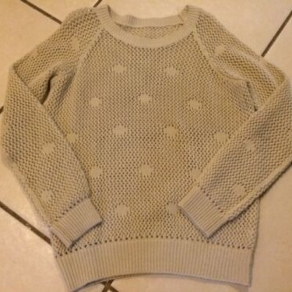 POOF Khaki Open Weave Dot JUNIOR SWEATER TOP M